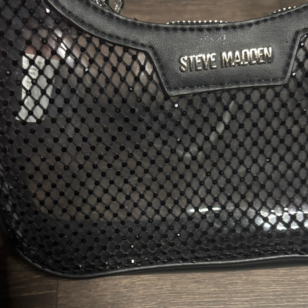 NWT Steve Madden Black Clear and Mesh Small Shoulder Bag - Picture 3 of 9